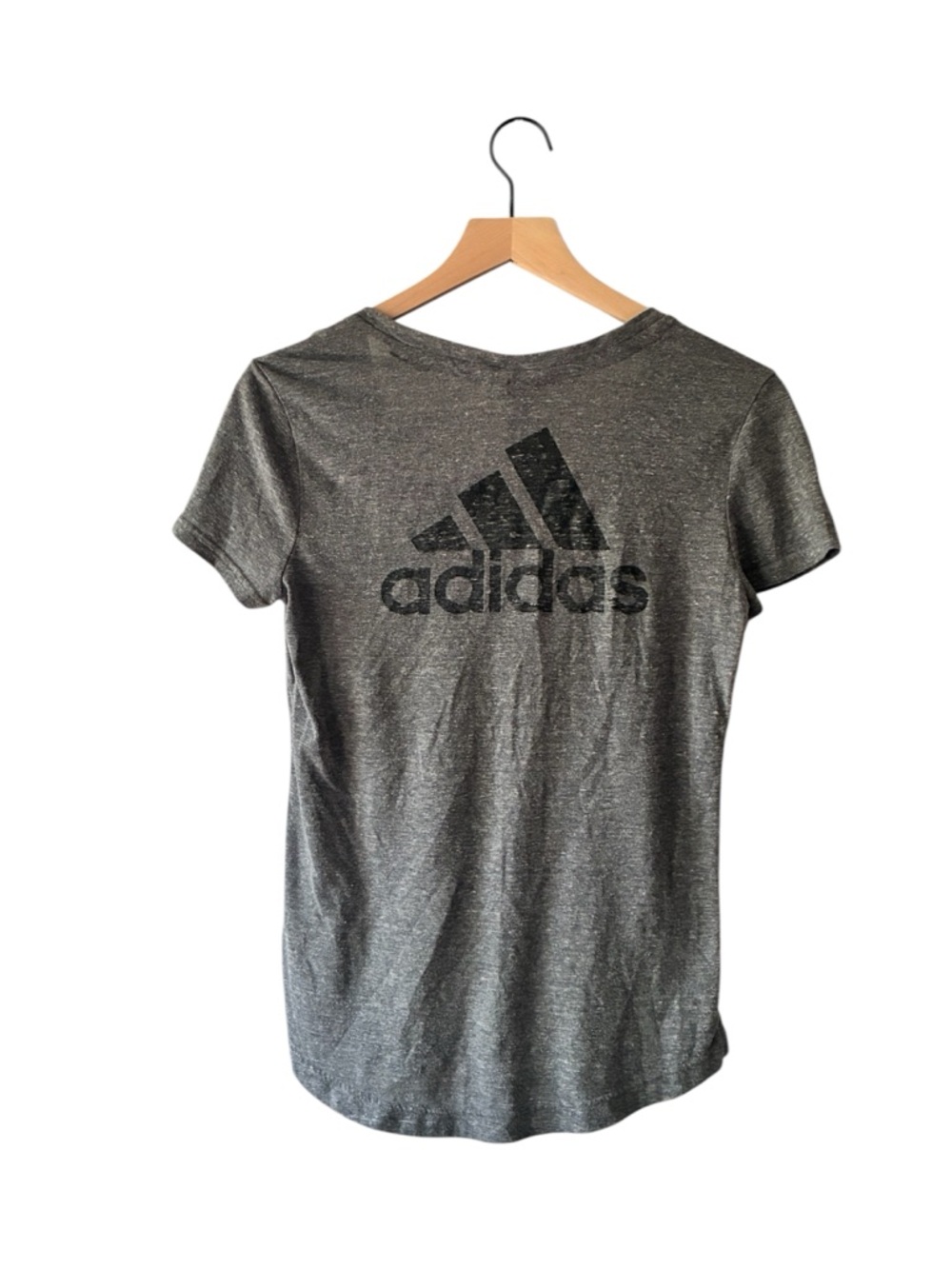 adidas Women’s Heather Gray V-Neck Short Sleeve Tee - Picture 2 of 4